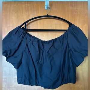 Banana Republic Black Off Shoulder Crop Top | Puff Sleeve | Lined | Chic Summer